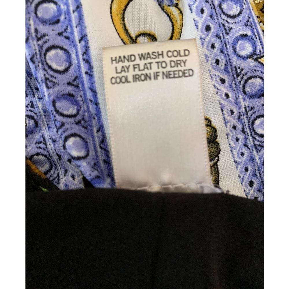 CACHE Y2K SHEATH W/CHAIN BELT BAROQUE GOLD/BLACK PRINT LINED ABOVE KNEE SZ10 10 - Picture 5 of 6